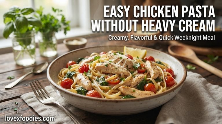 Easy Chicken Pasta Without Heavy Cream – A Creamy, Delicious Dinner