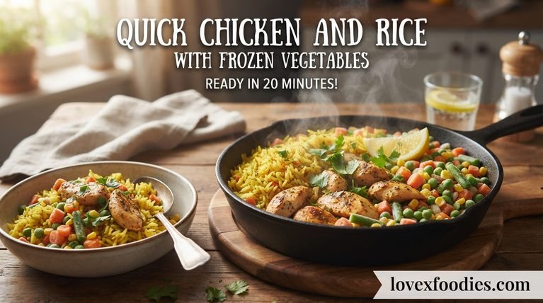 Quick Chicken and Rice with Frozen Vegetables – Easy One-Pan Dinner